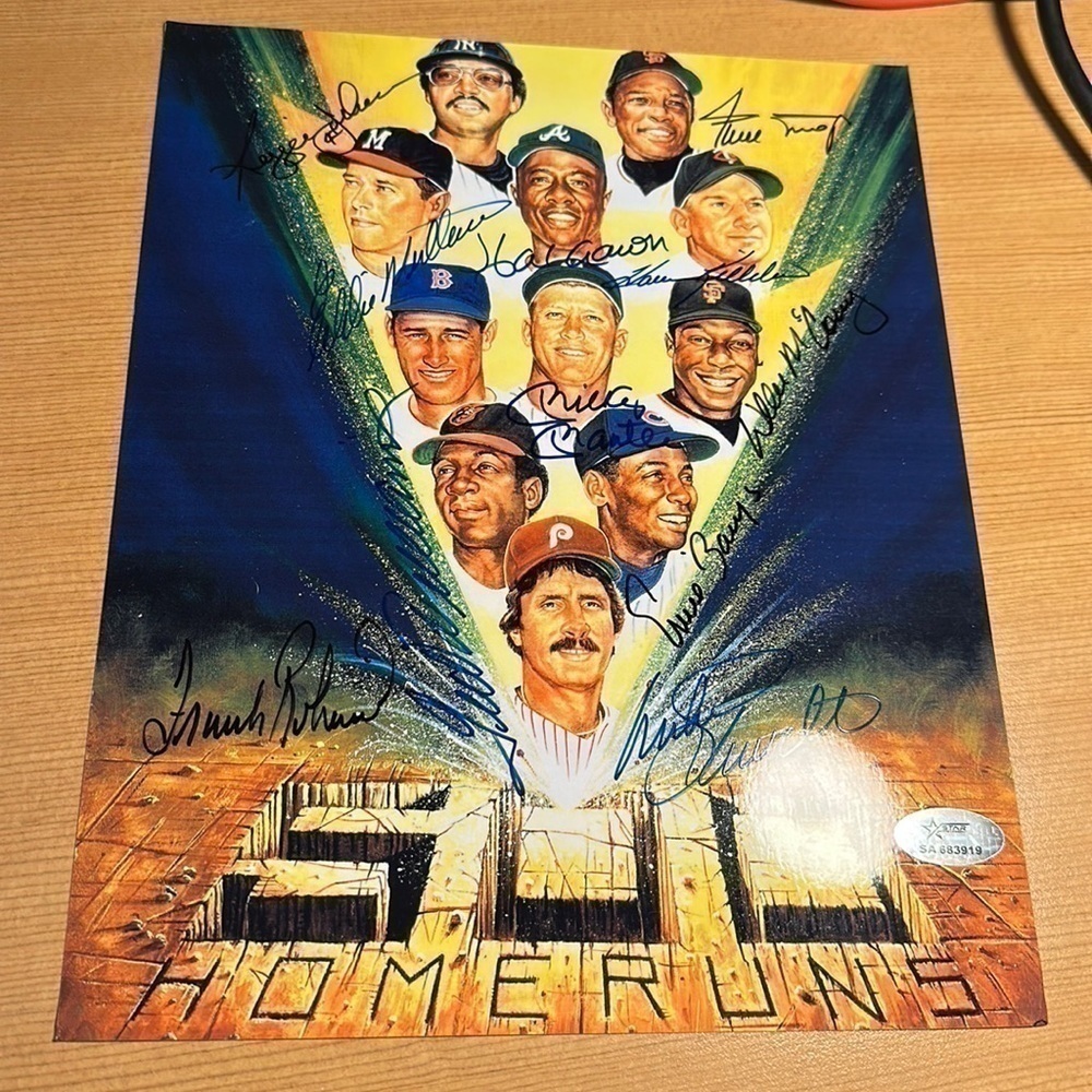 500 home run Signed litho Mantle Willie mays